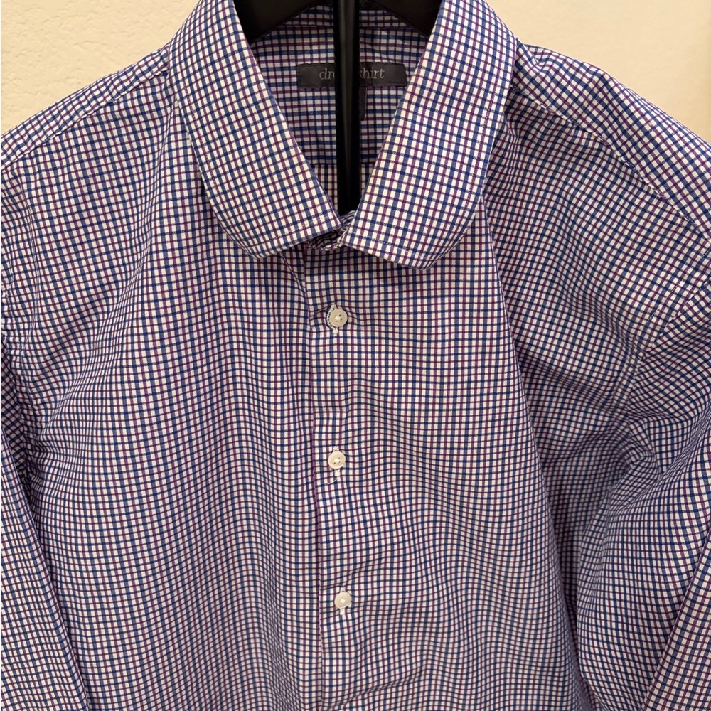 Nordstrom Rack Classic Purple, Blue and White Checkered Men's Shirt